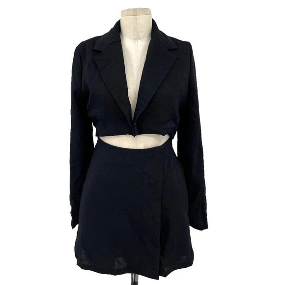 Mable Crop Blazer Jacket Mini Cut Out Dress Black Size Small - Picture 2 of 11